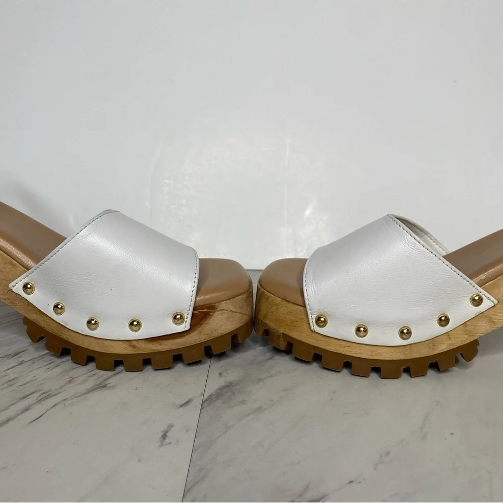 New! Steve Madden Ocala White Leather Platform Sandal 9.5 M